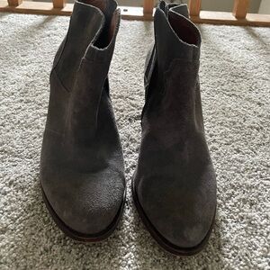 LuckyBrand Gray Suede Ankle Boots
